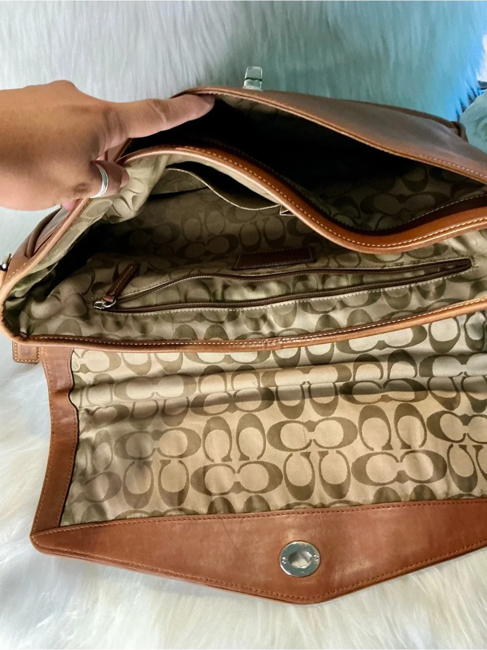 Coach Brown Leather Satchel with Detachable Strap
